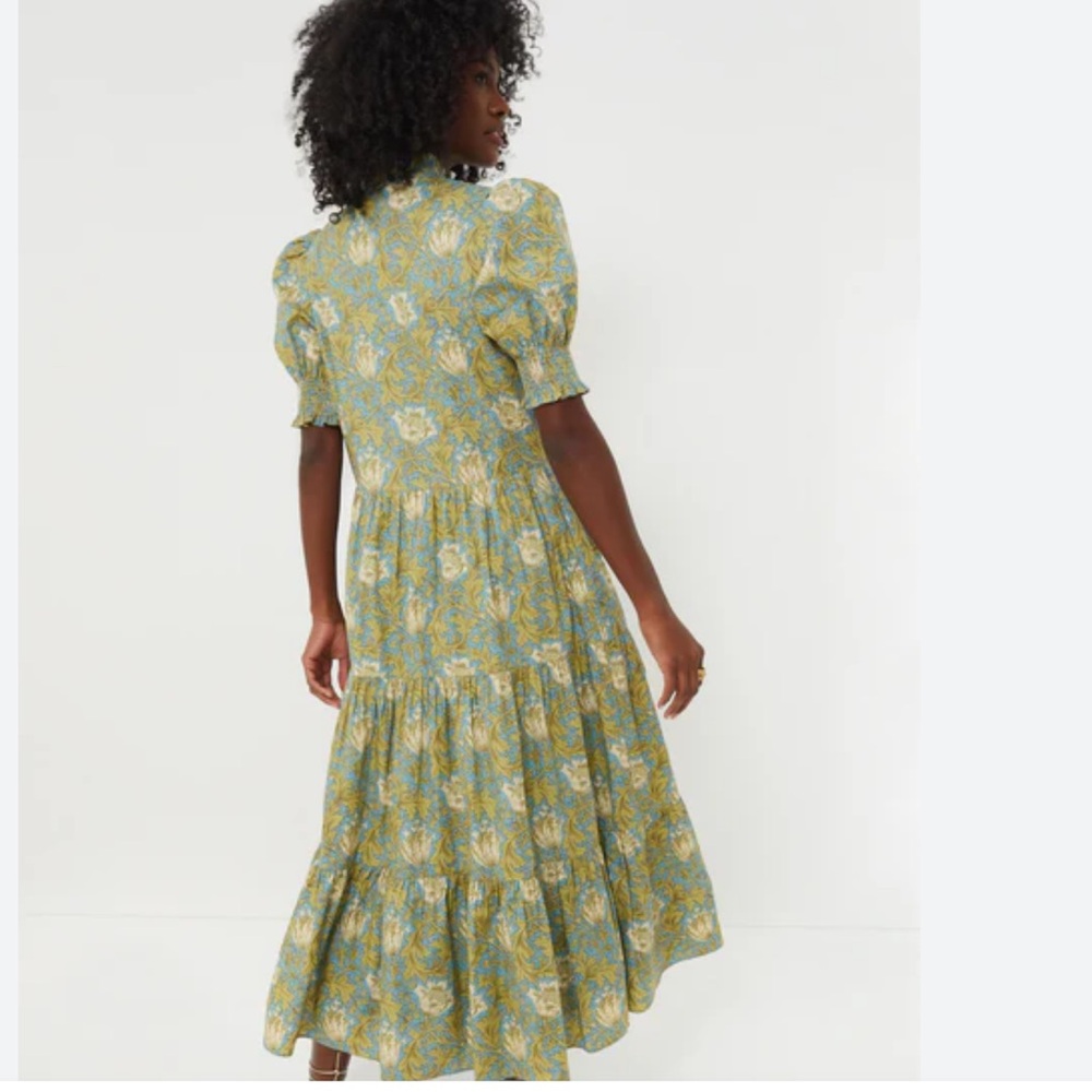 Tuckernuck Blue Green Leafy Floral Print Midi Hyacinth House Dress Size M NWT - Picture 4 of 7